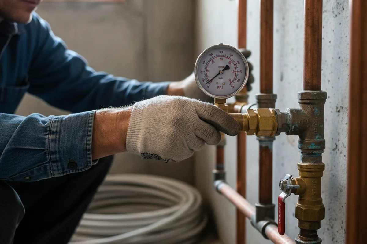 Pressure testing a repaired line during Water Line Repair in Verona